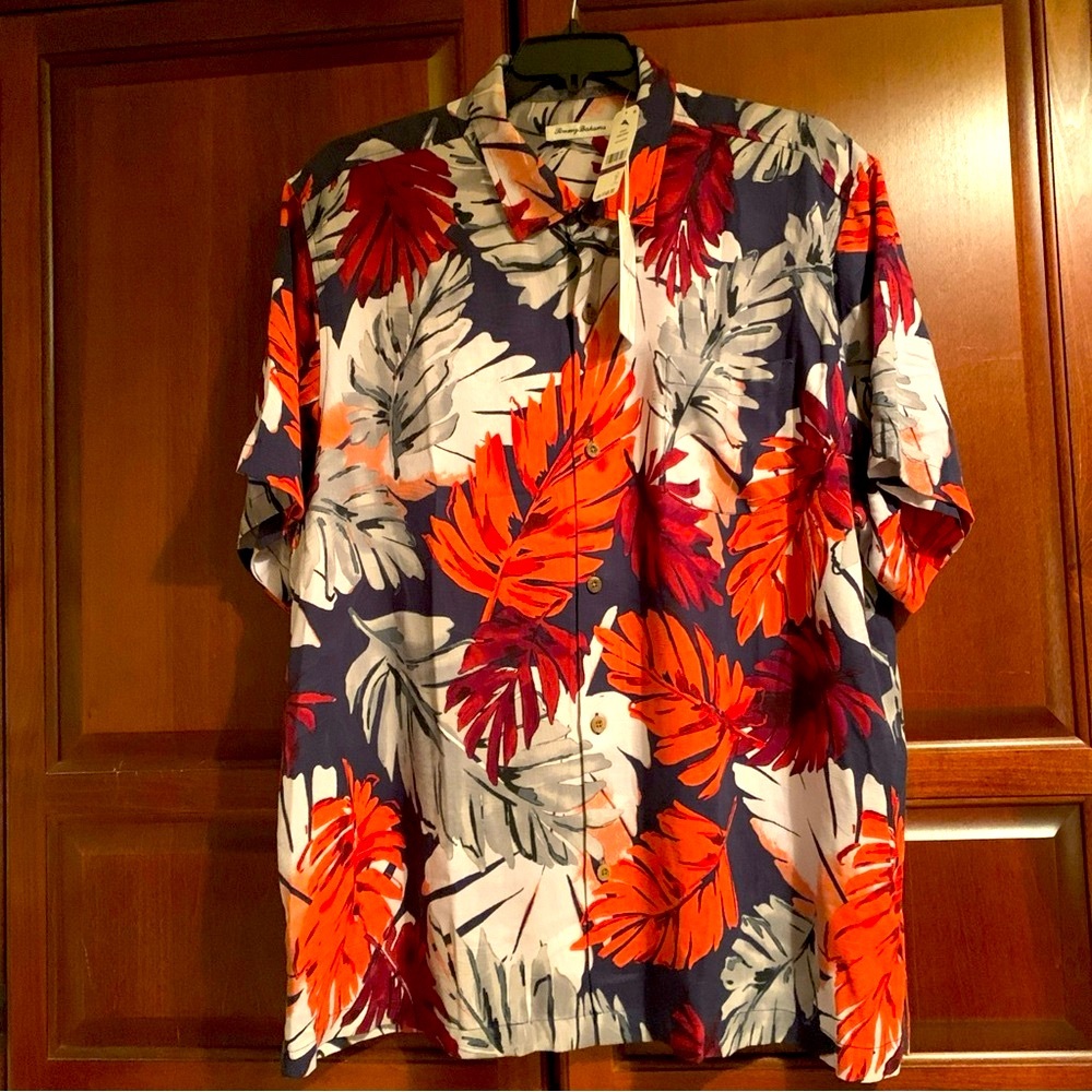 Tommy Bahama 100% Silk Shirt Men’s Size XXL (2X) Ferona Fronds 5459 Coastline